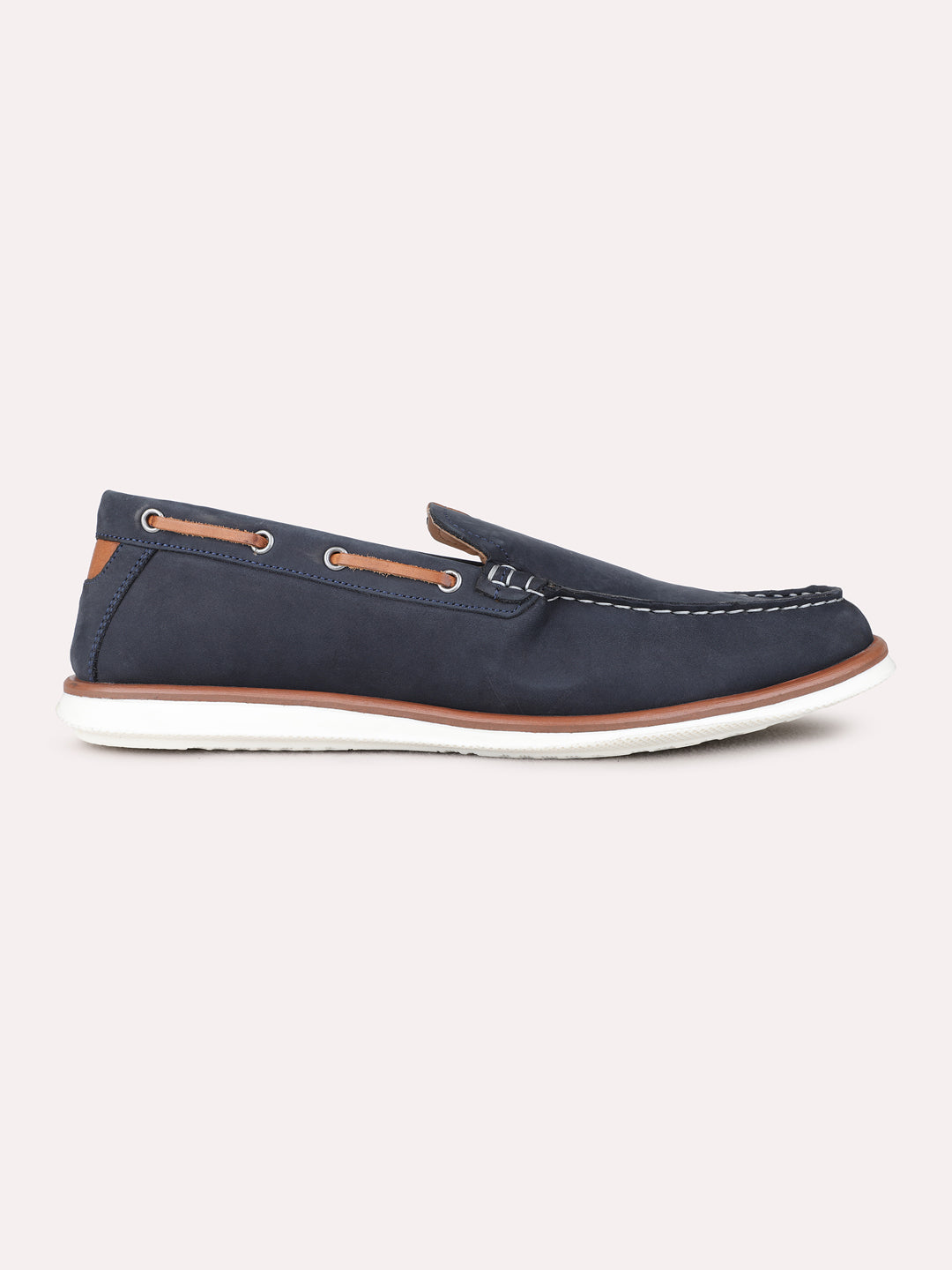 Mens Blue Party Wear Solid Round Toe Loafer Shoes