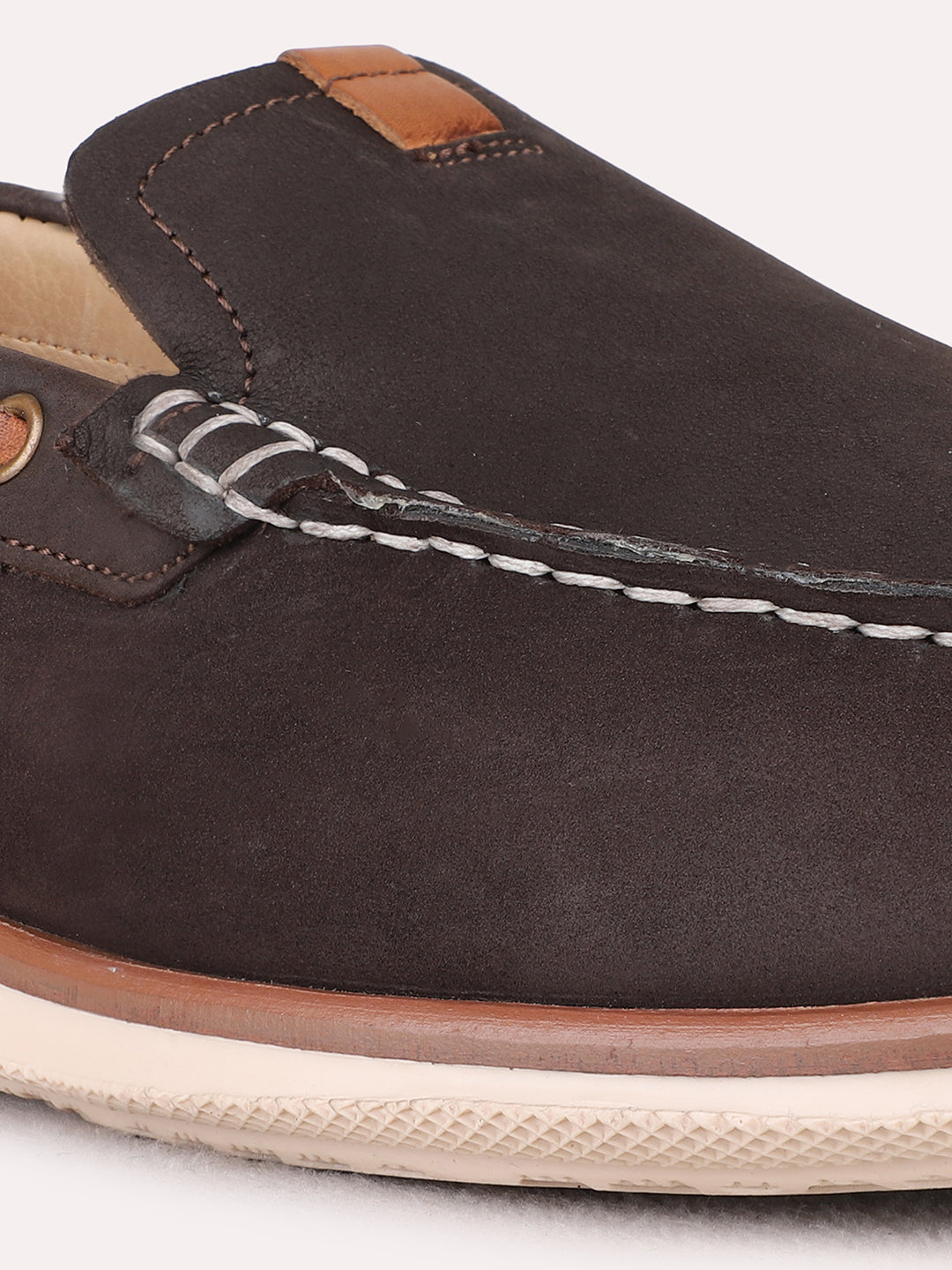 Mens Brown Party Wear Solid Round Toe Loafer Shoes