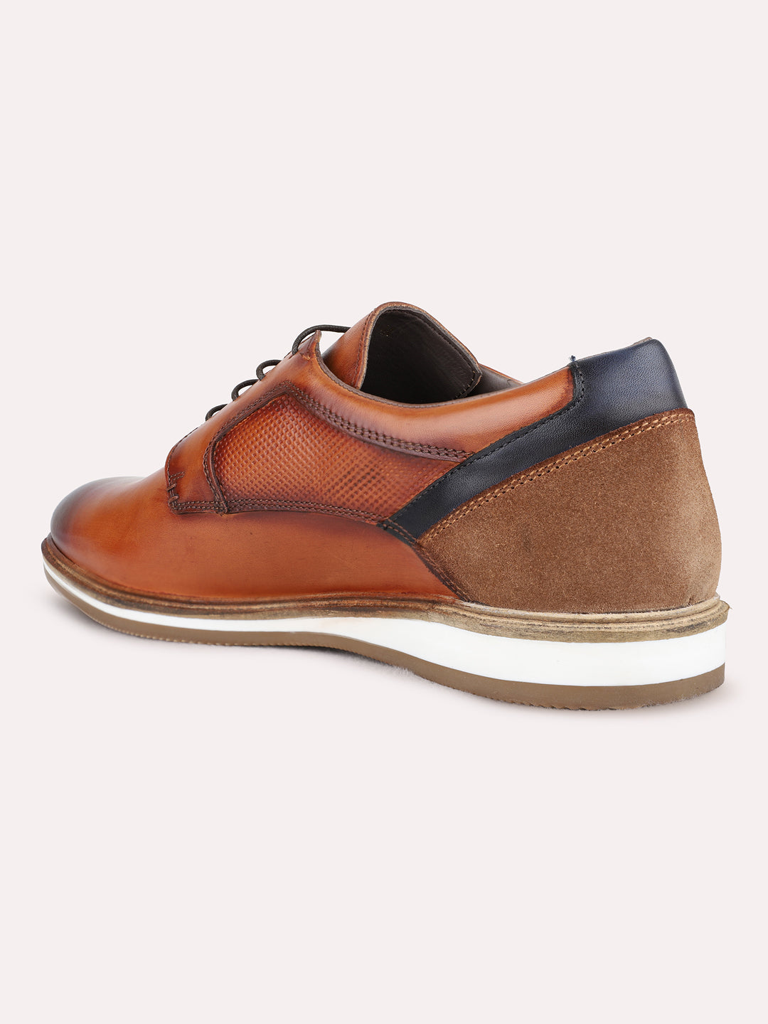 Mens Tan Ethnic Wear Solid Round Toe Derby Shoes