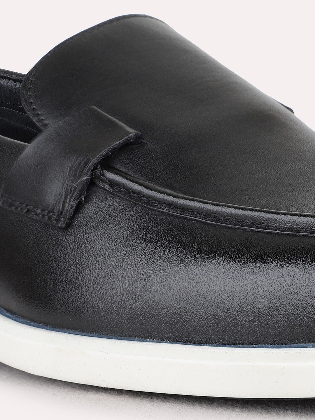 Mens Black Party Wear Solid Round Toe Loafer Shoes