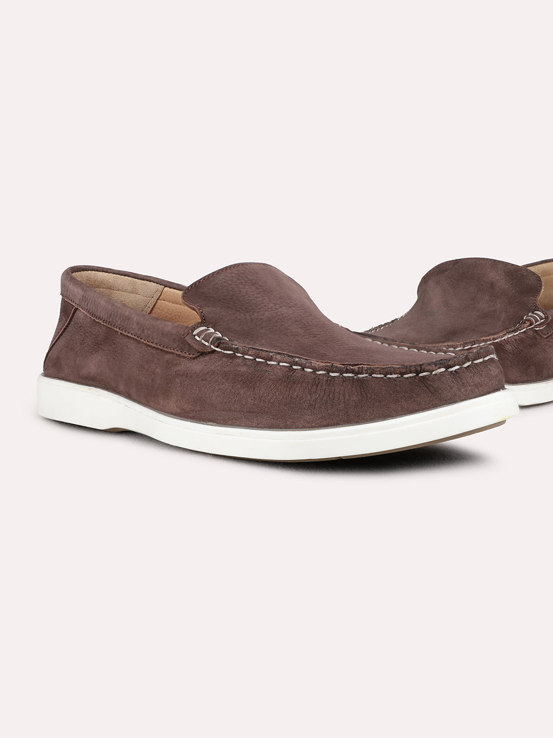 Mens Brown Party Wear Solid Round Toe Loafer Shoes