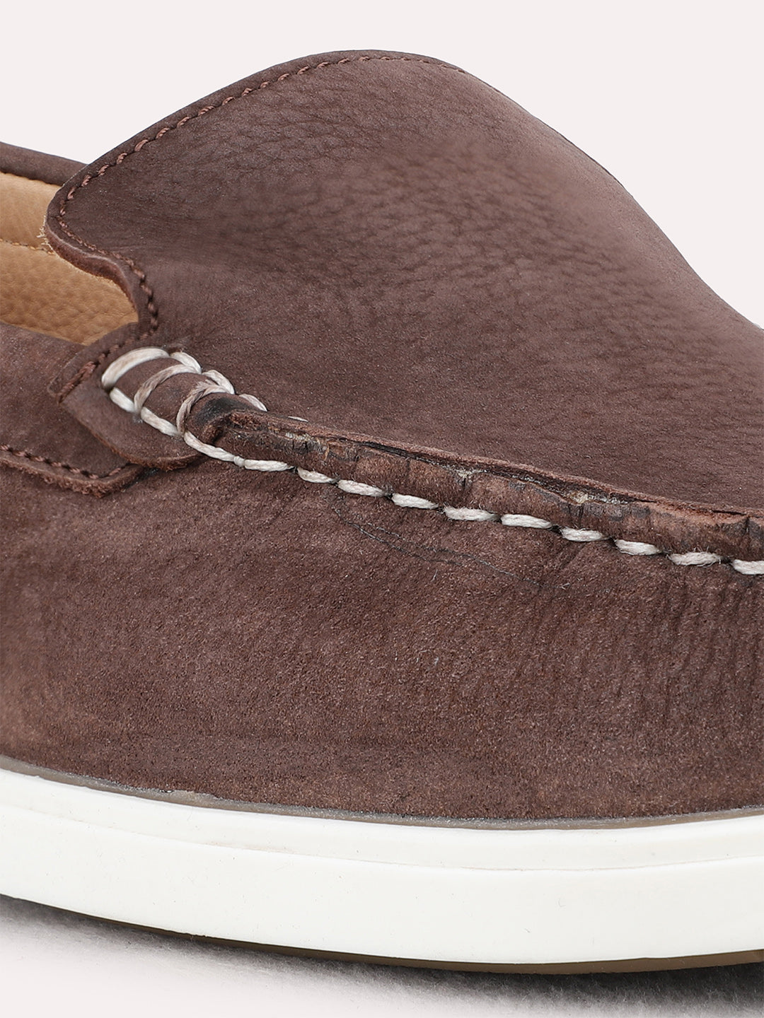 Mens Brown Party Wear Solid Round Toe Loafer Shoes