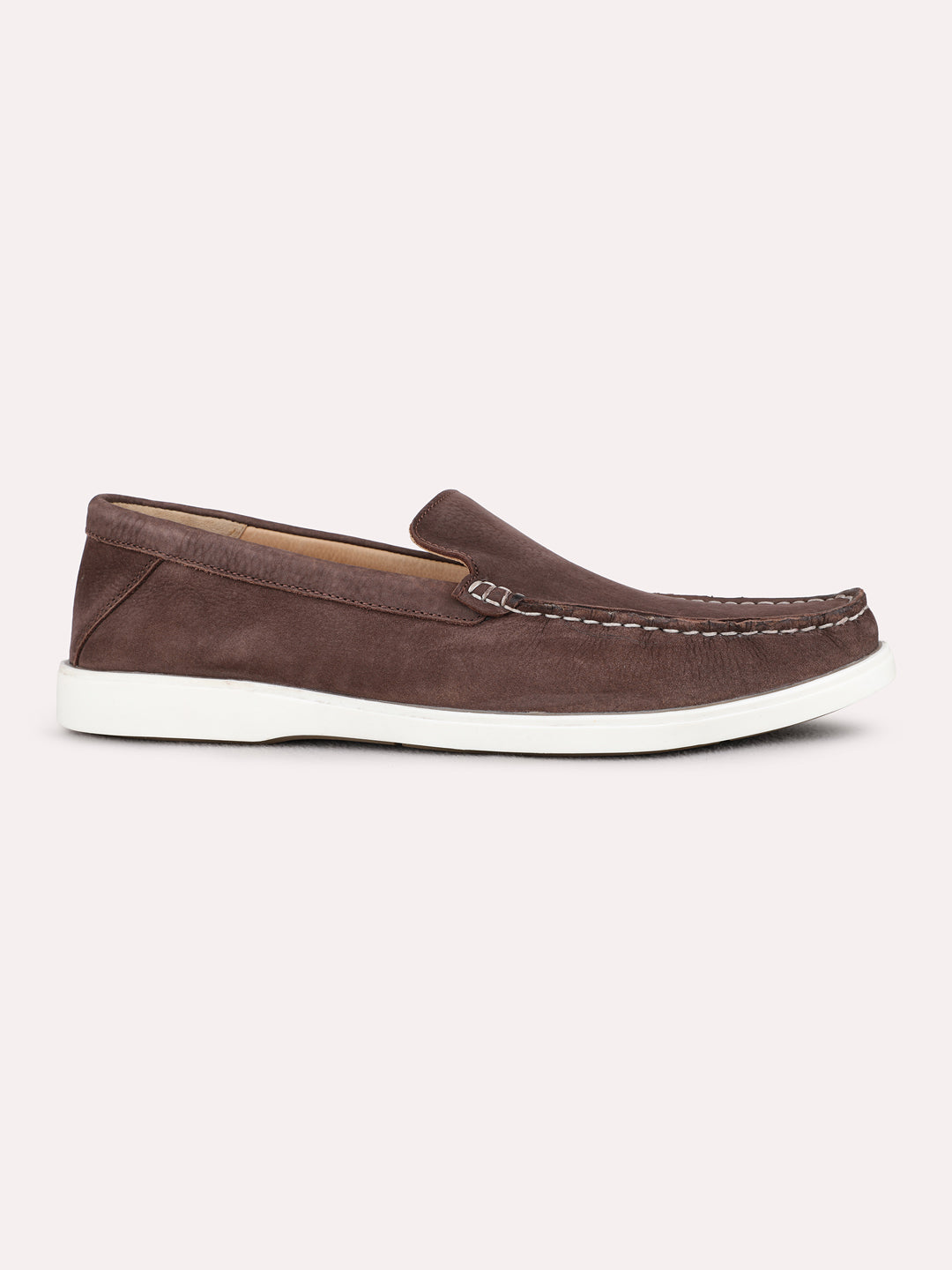 Mens Brown Party Wear Solid Round Toe Loafer Shoes