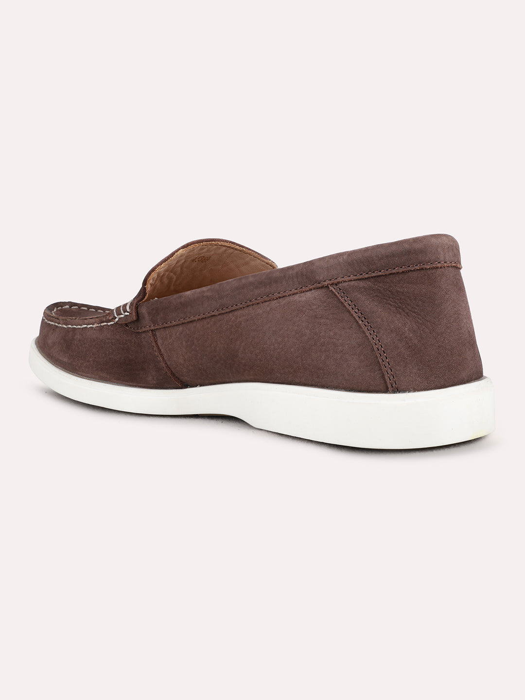Mens Brown Party Wear Solid Round Toe Loafer Shoes