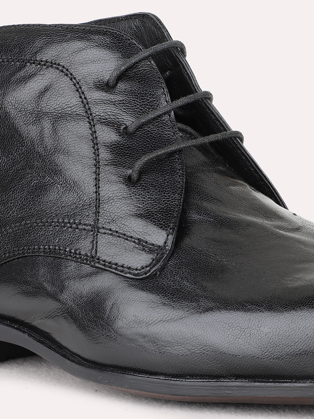 Mens Black Party Wear Solid Round Toe Outdoor Boots