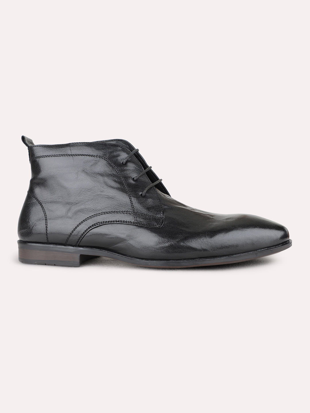 Mens Black Party Wear Solid Round Toe Outdoor Boots