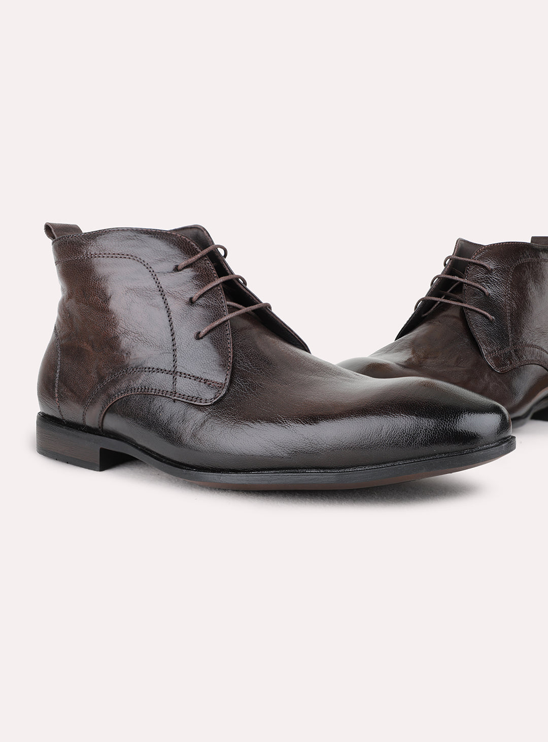 Mens Brown Party Wear Solid Round Toe Outdoor Boots