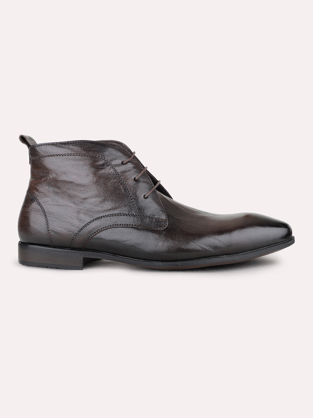 Mens Brown Party Wear Solid Round Toe Outdoor Boots