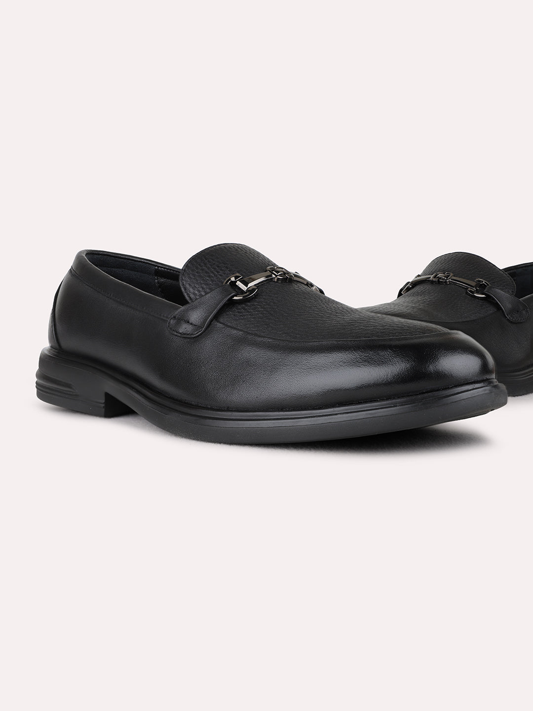 Mens Black Formal Solid Narrow Toe Loafers Shoe