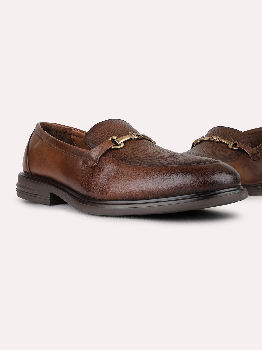 Mens Tan Formal Solid Narrow Toe Loafers Shoe