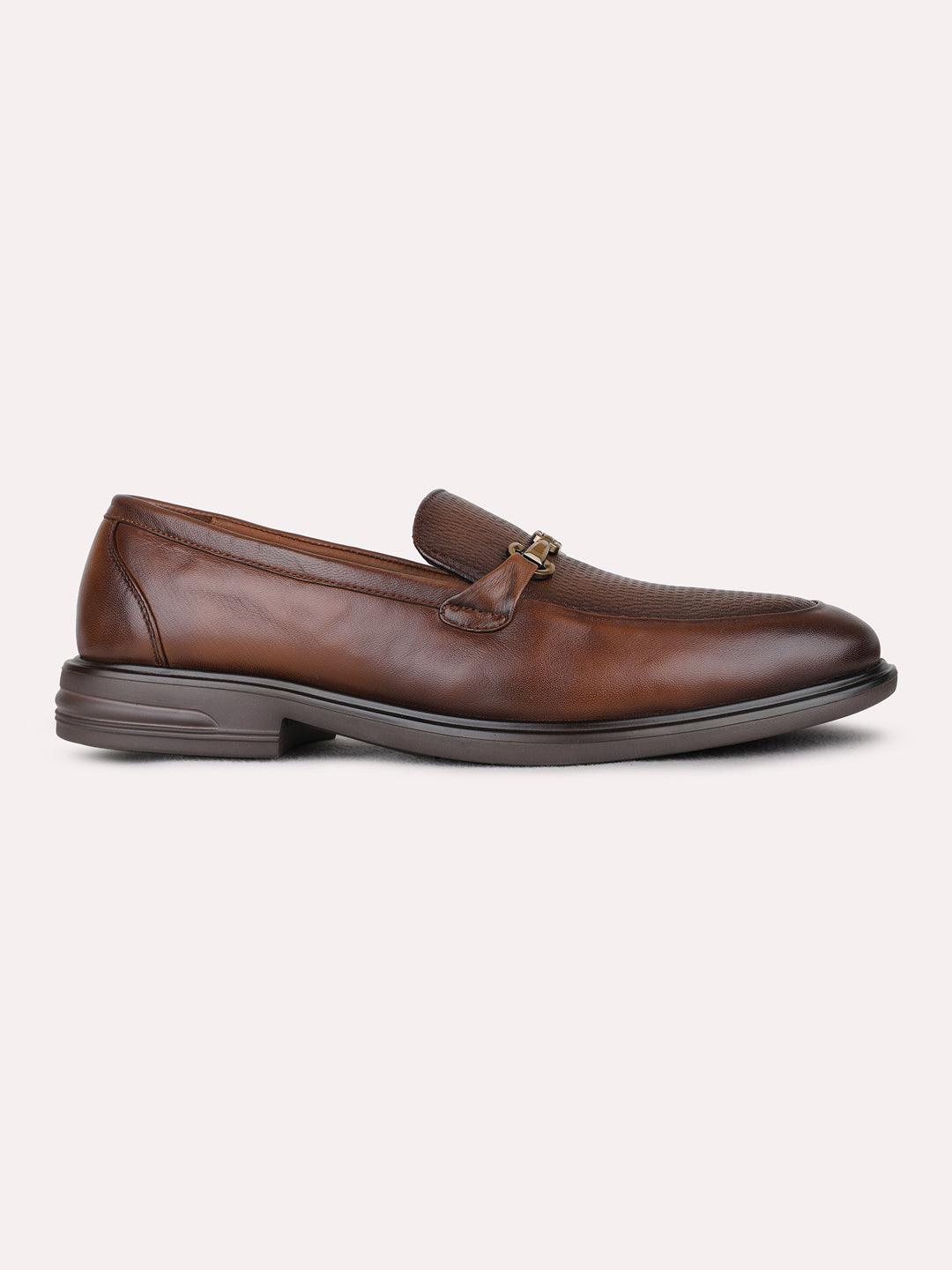 Mens Tan Formal Solid Narrow Toe Loafers Shoe