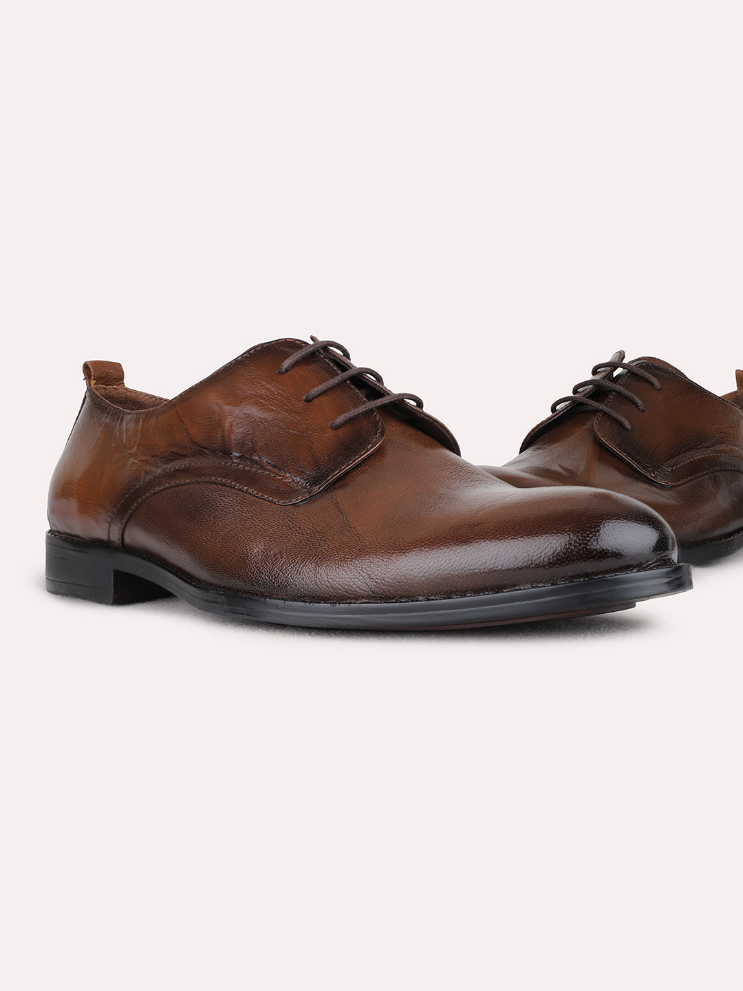 Mens Brown Formal Solid Narrow Toe Shoe Lace-up Shoe