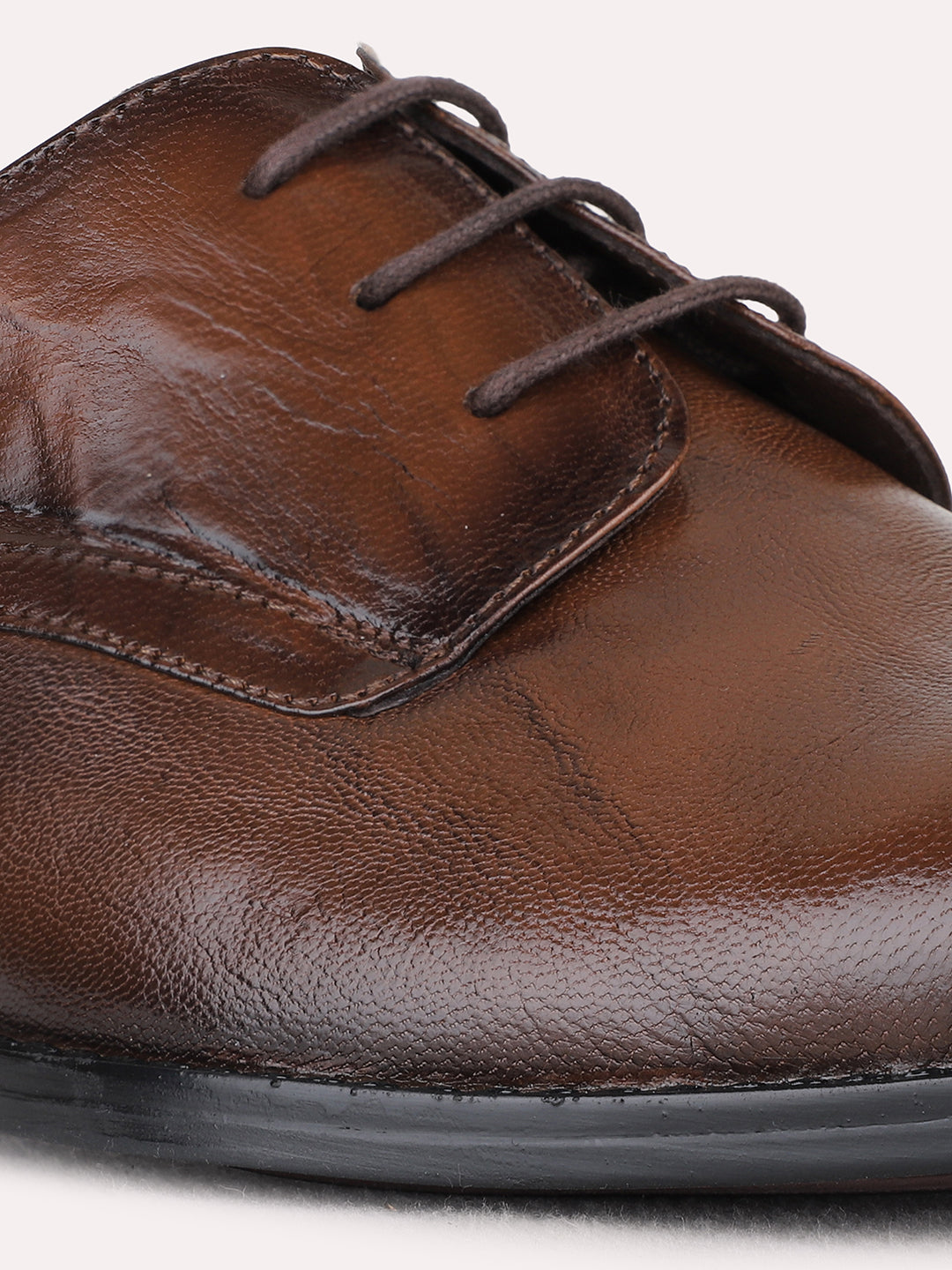 Mens Brown Formal Solid Narrow Toe Shoe Lace-up Shoe