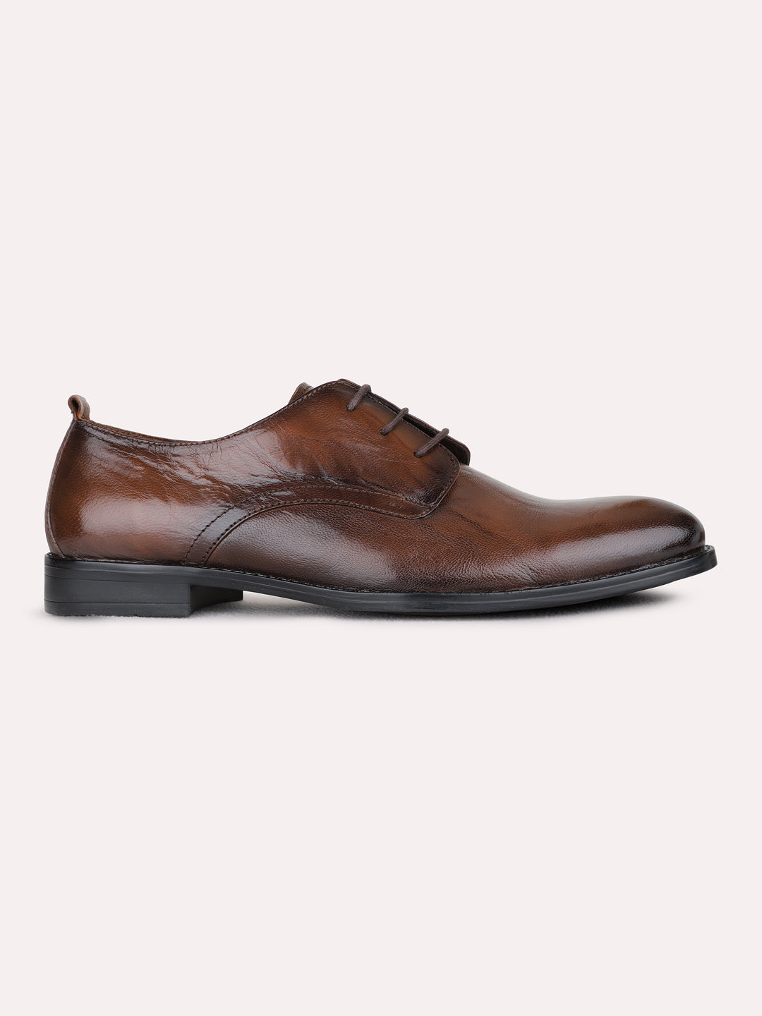 Mens Brown Formal Solid Narrow Toe Shoe Lace-up Shoe