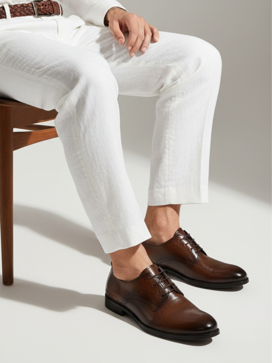 Mens Brown Formal Solid Narrow Toe Shoe Lace-up Shoe