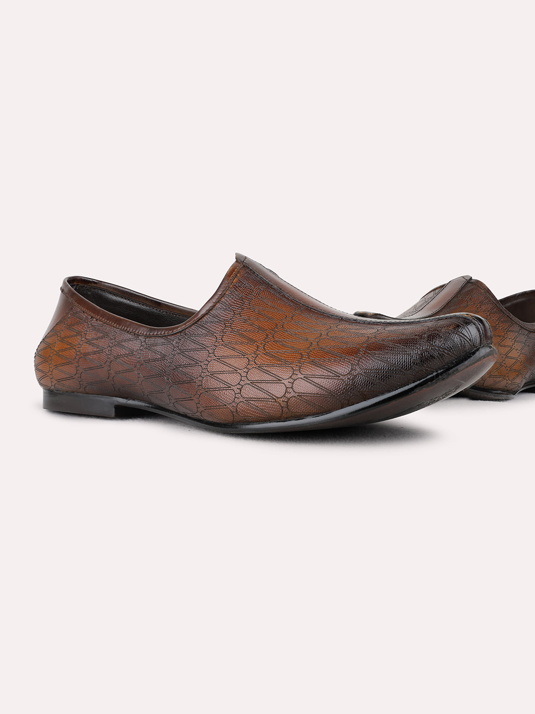 Mens Brown Casual Embellished Round Toe Loafers Shoe