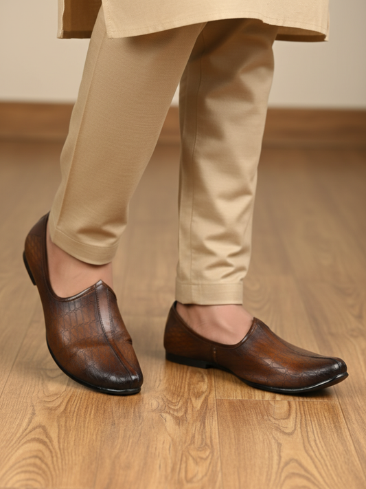Mens Brown Casual Embellished Round Toe Loafers Shoe