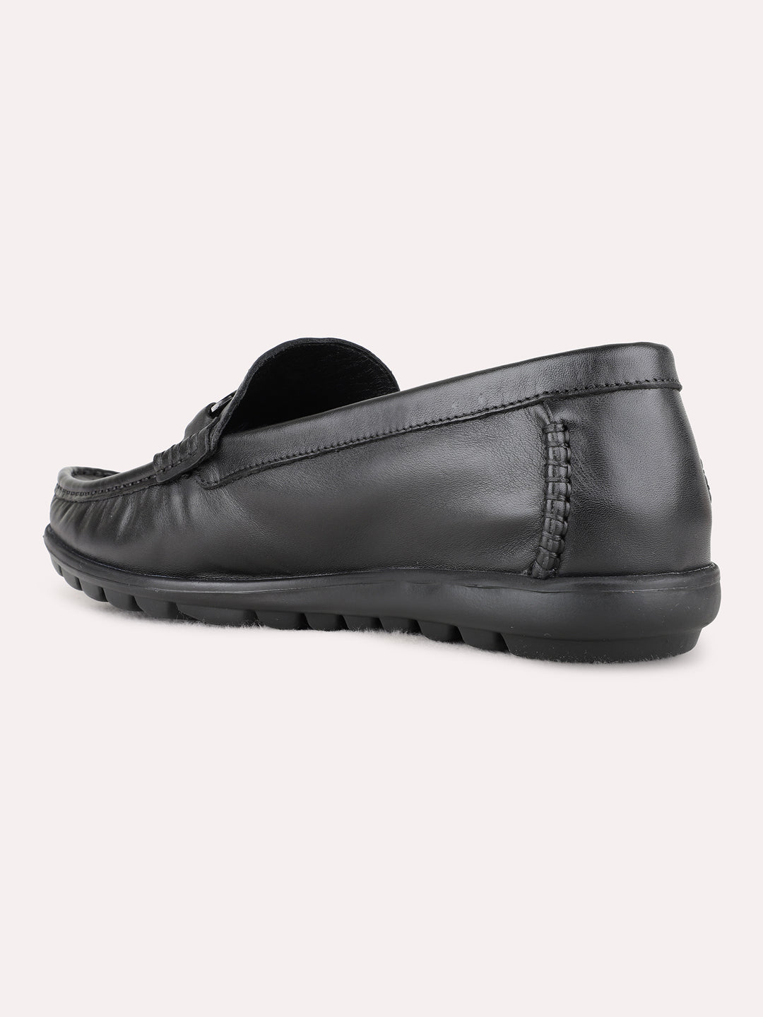 Mens Black Casual Solid Square Toe Loafers Shoe