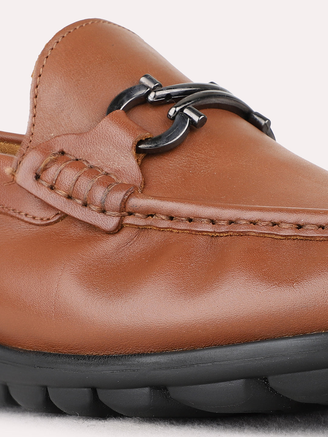 Mens Tan Casual Solid Square Toe Loafers Shoe