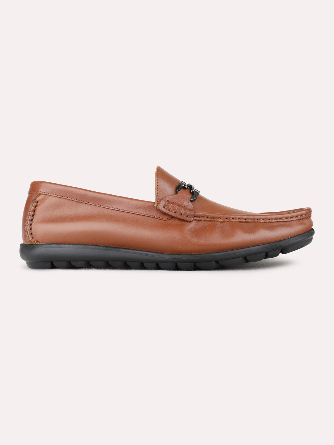 Mens Tan Casual Solid Square Toe Loafers Shoe