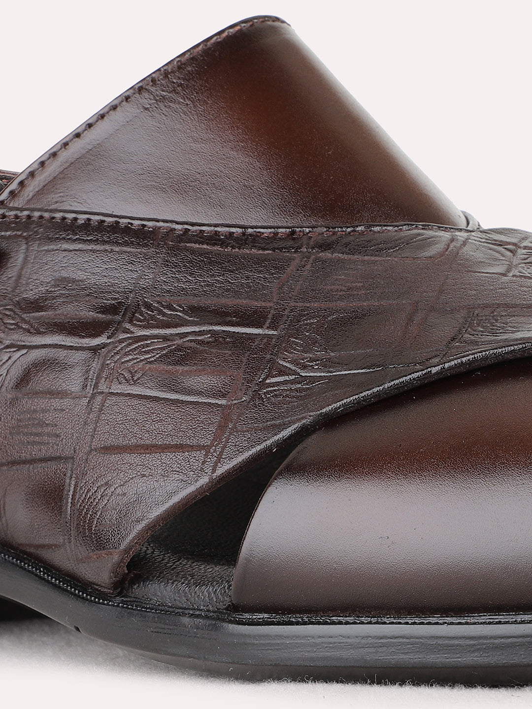 Mens Brown Casual Solid Round Toe Sandals