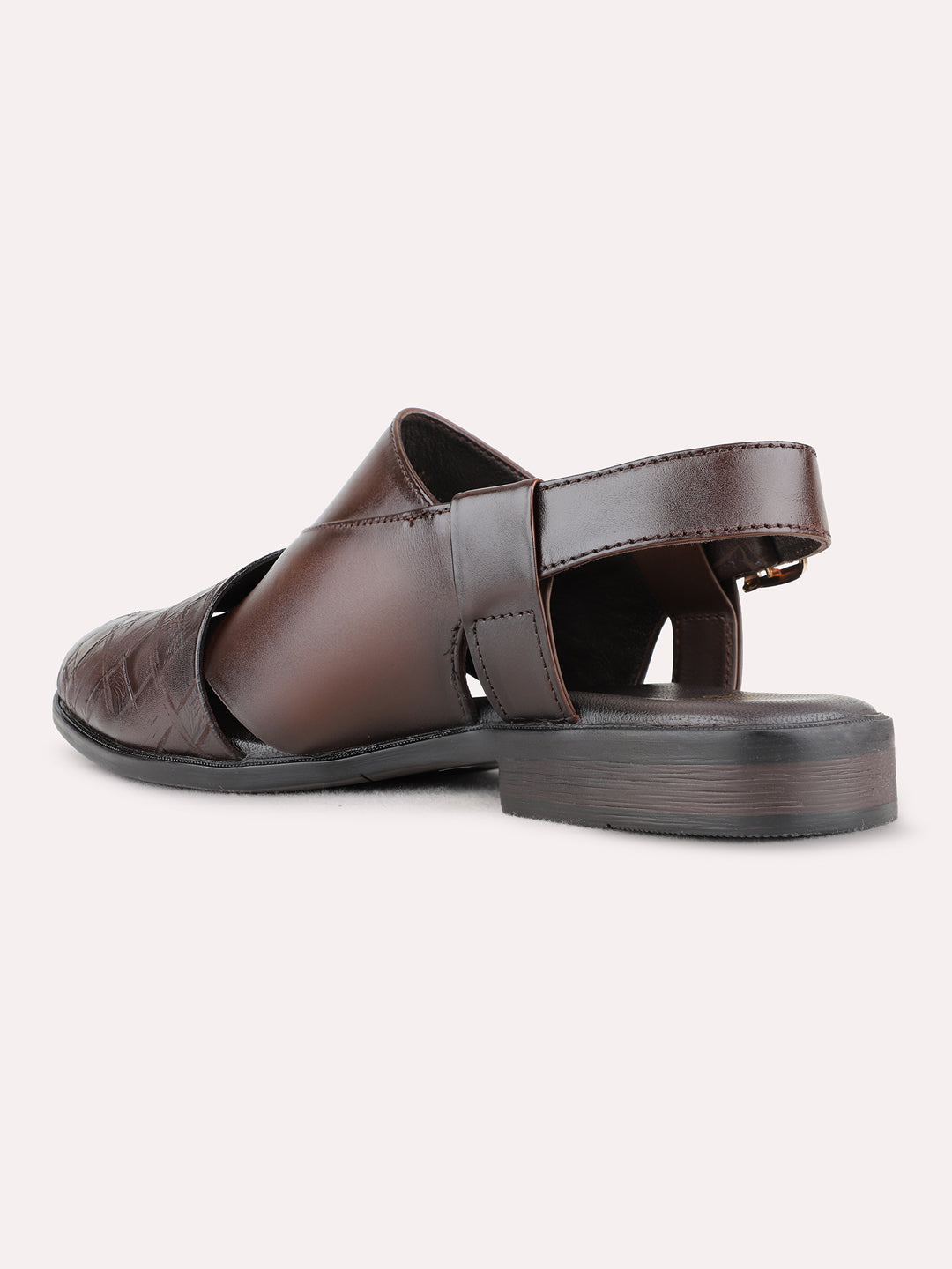 Mens Brown Casual Solid Round Toe Sandals