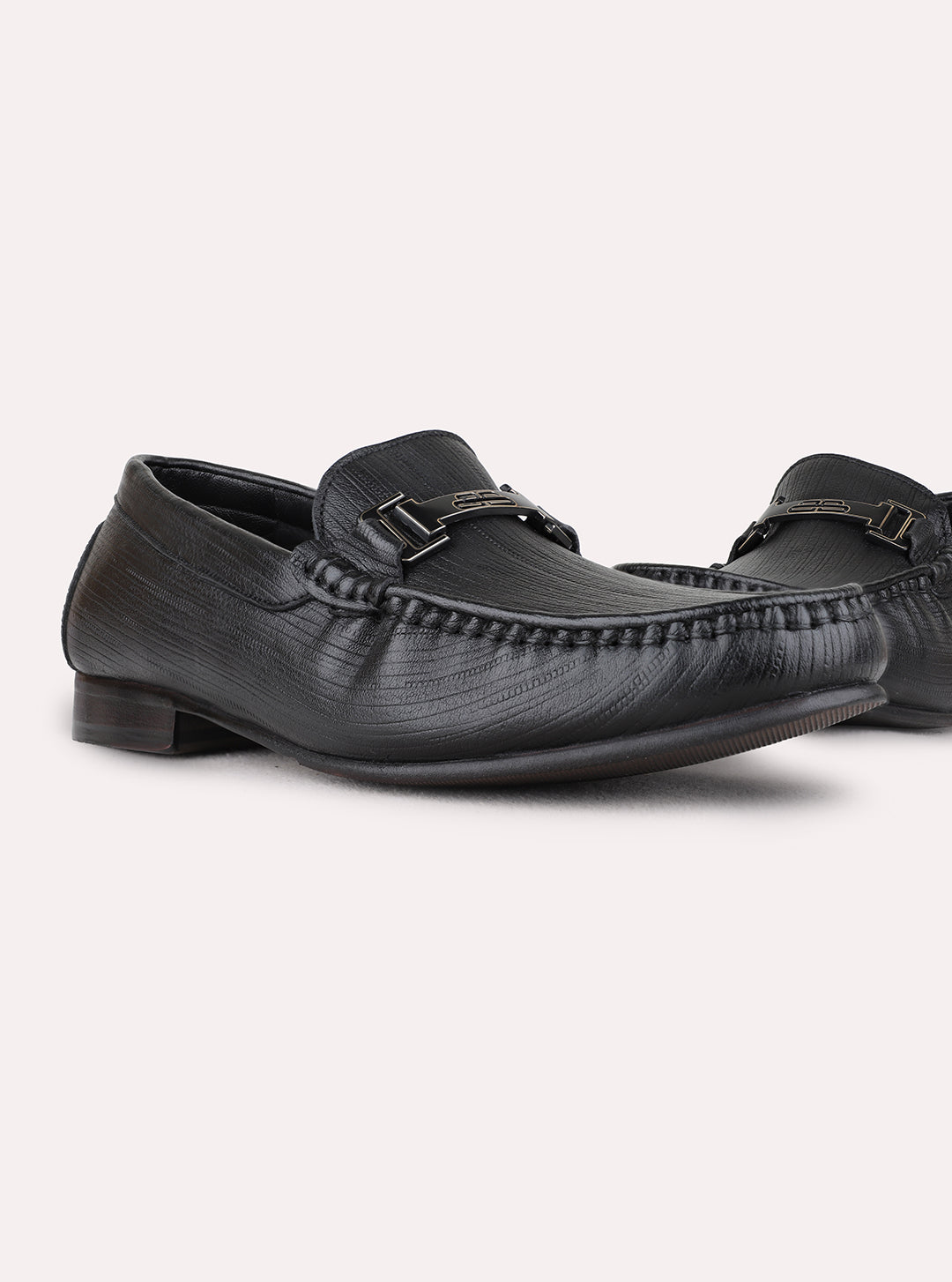 Mens Black Casual Solid Pattern Square Toe Shape Loafers