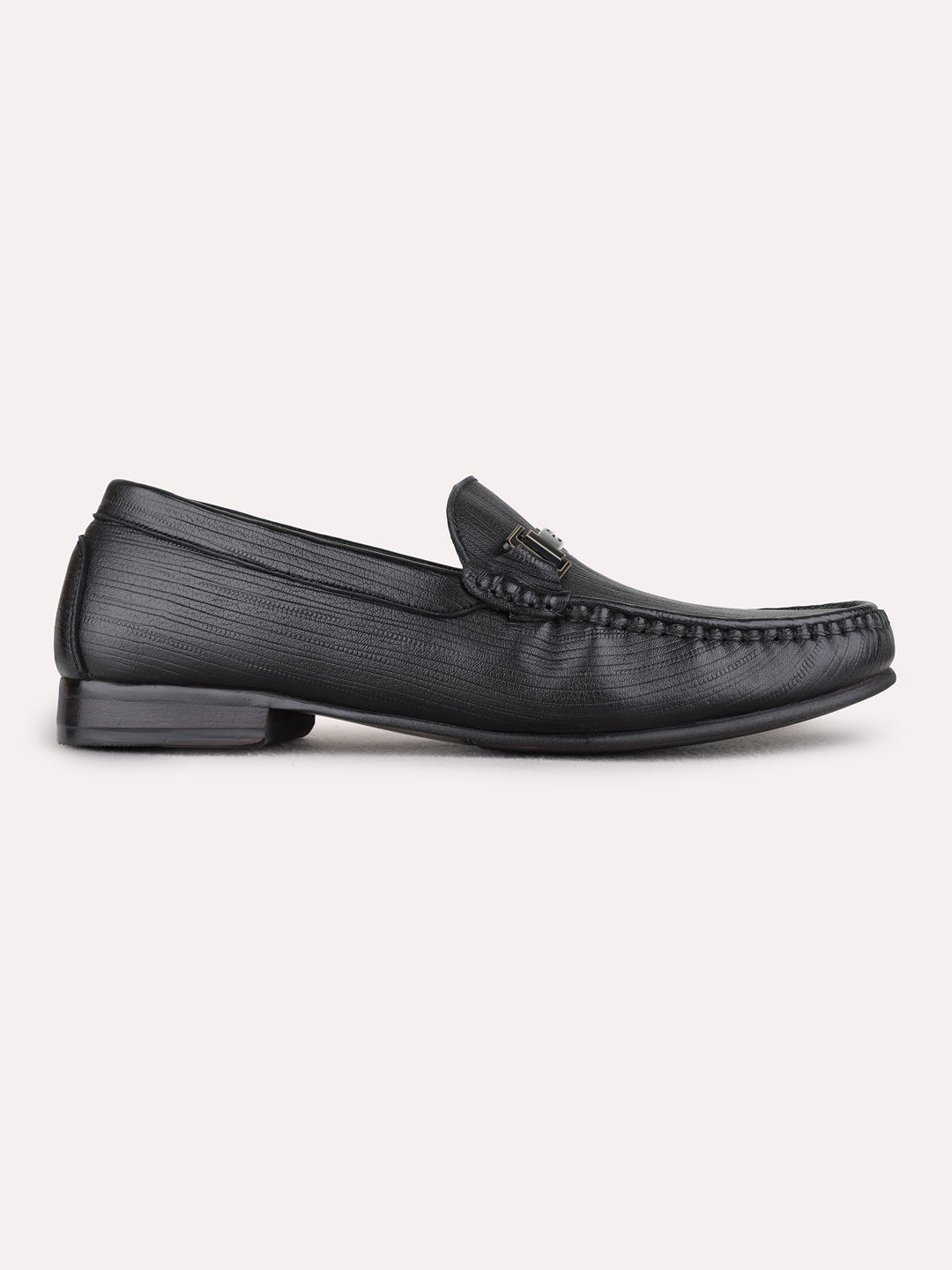 Mens Black Casual Solid Pattern Square Toe Shape Loafers