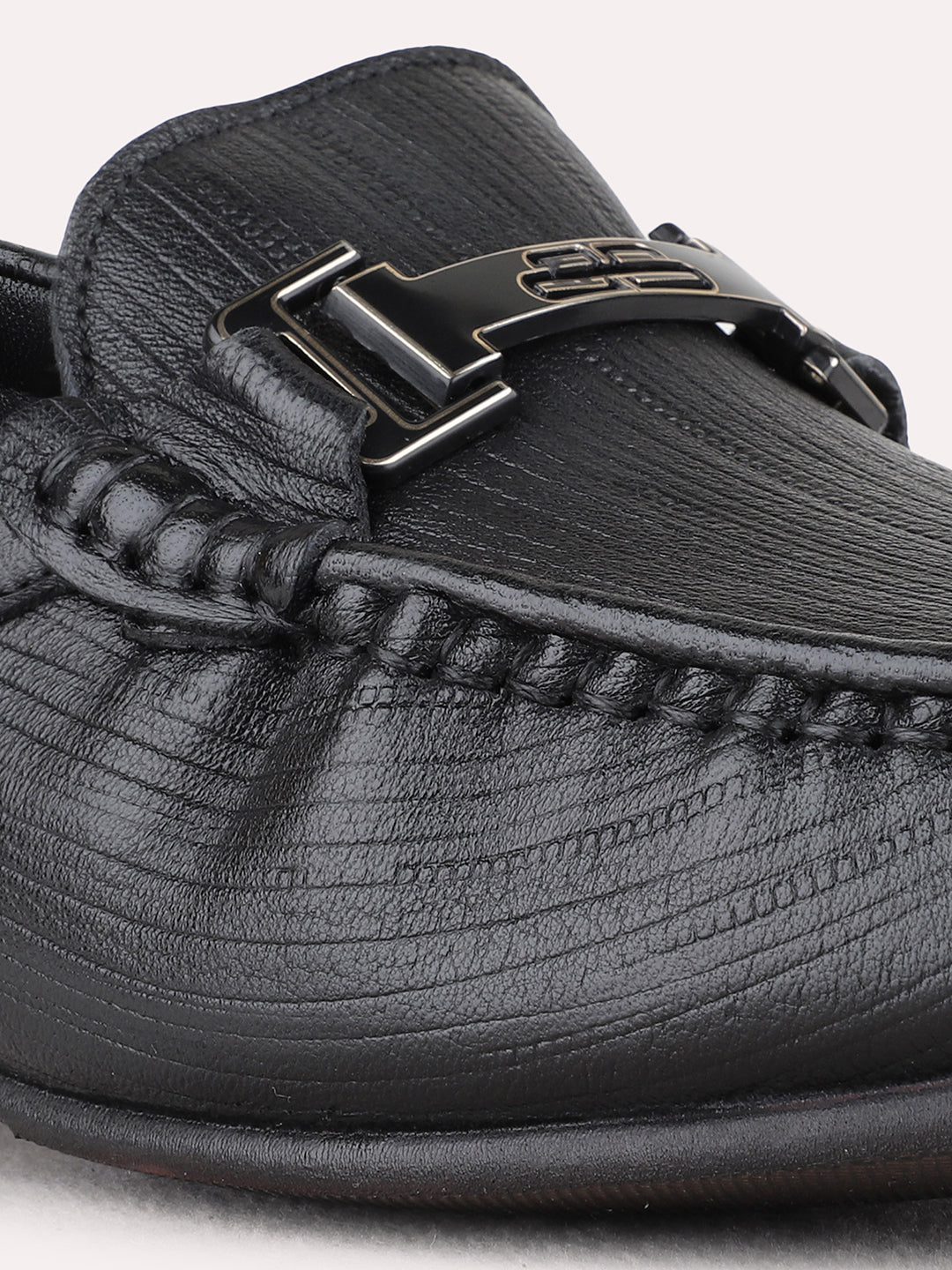 Mens Black Casual Solid Pattern Square Toe Shape Loafers