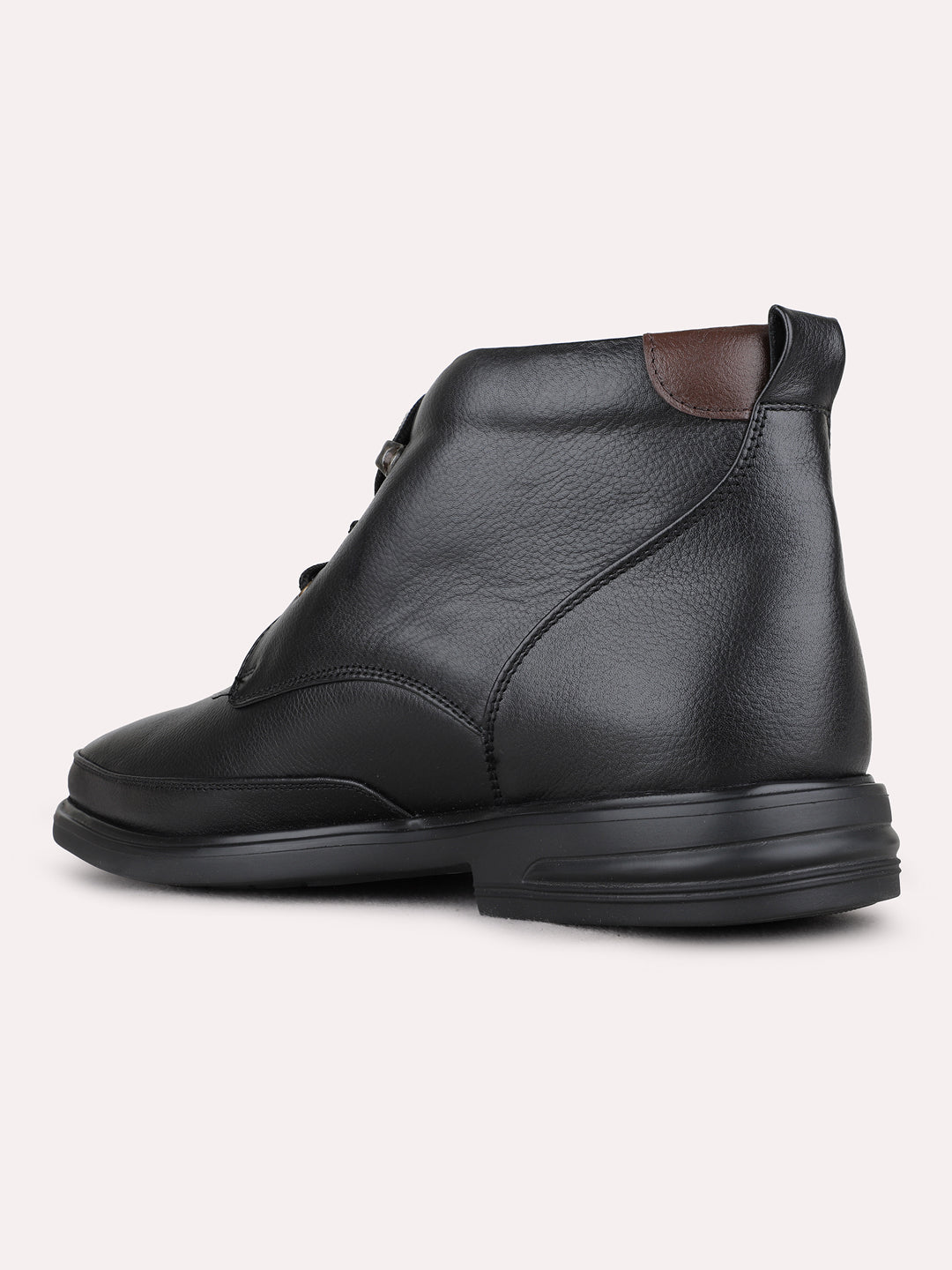 Mens Black Casual Solid Pattern Round Toe Boots