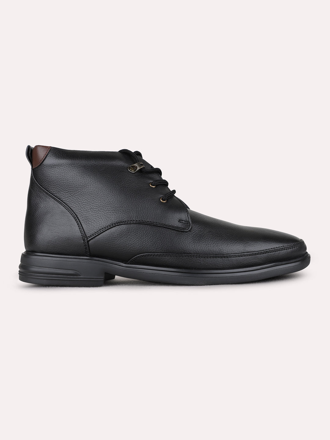 Mens Black Casual Solid Pattern Round Toe Boots
