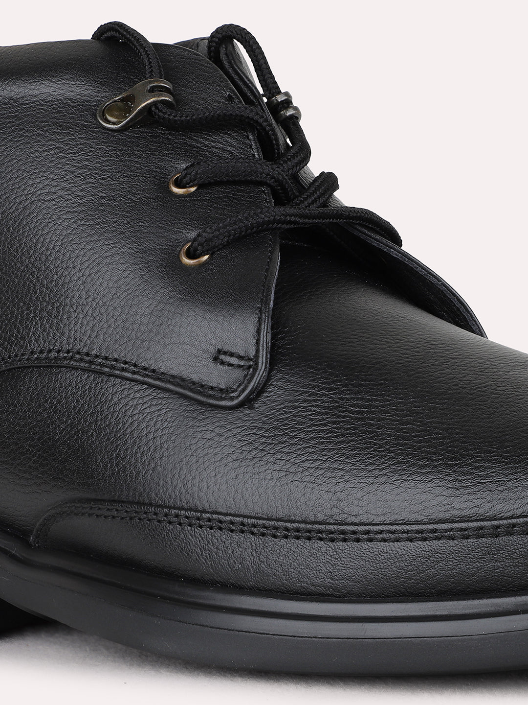 Mens Black Casual Solid Pattern Round Toe Boots
