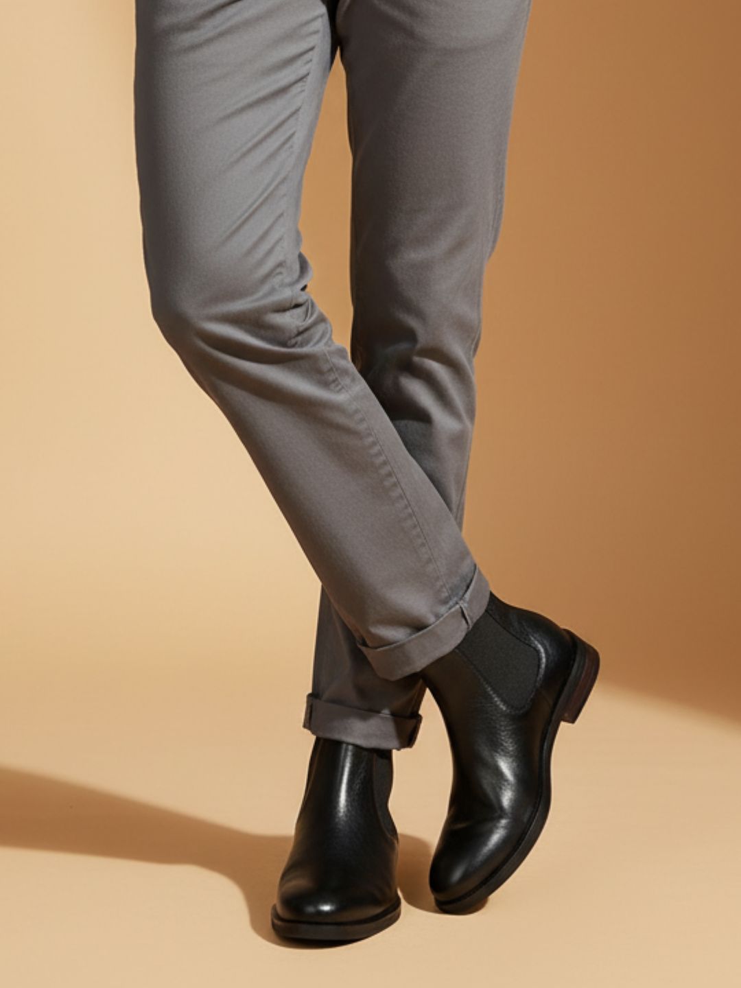 Mens Black Casual Solid Round Toe Boots