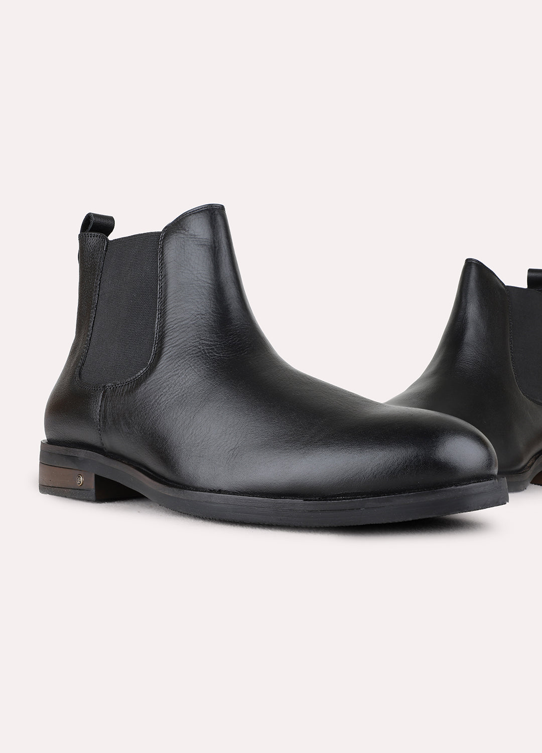 Mens Black Casual Solid Round Toe Boots