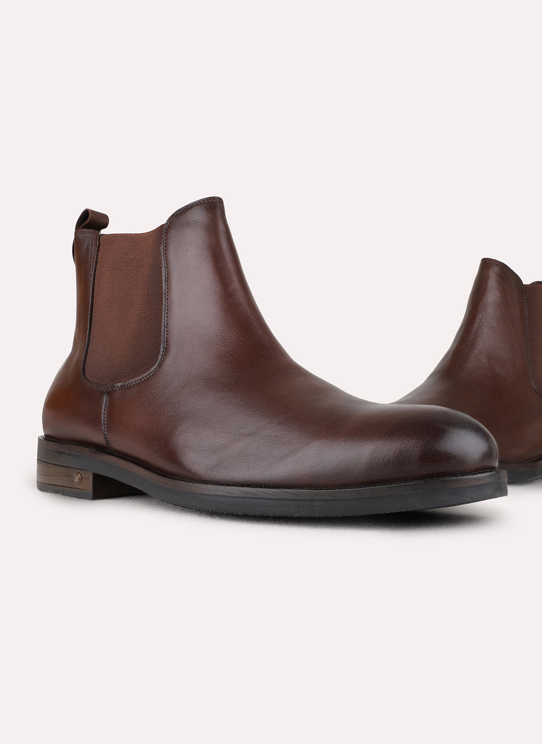 Mens Brown Casual Solid Round Toe Boots