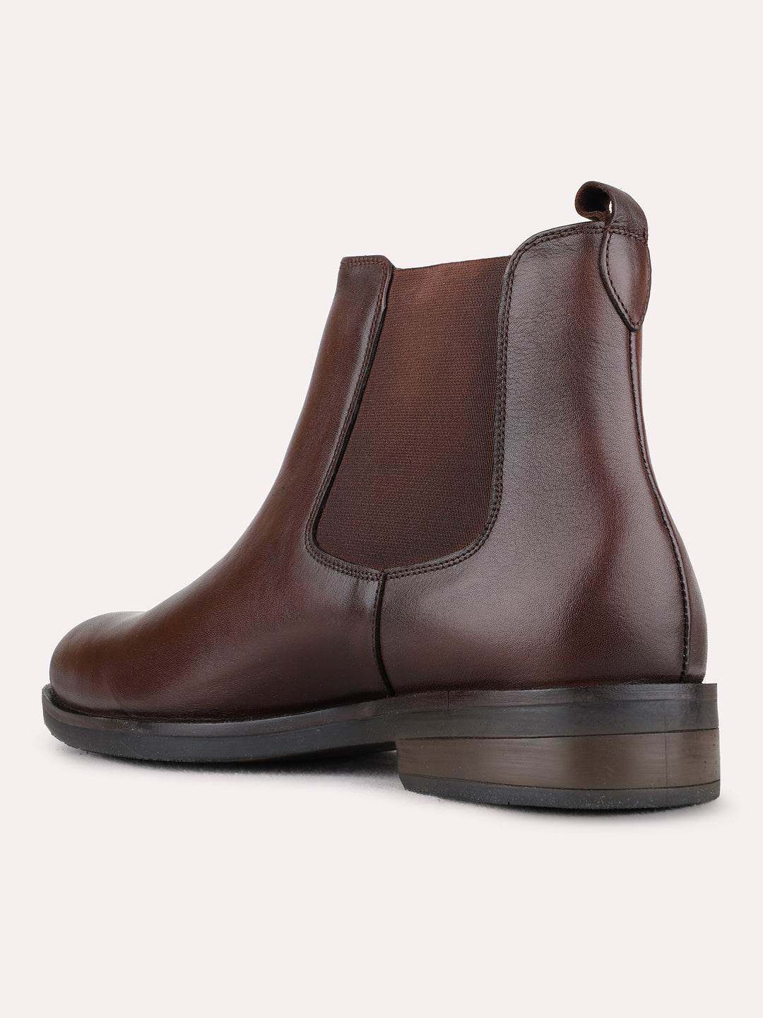 Mens Brown Casual Solid Round Toe Boots