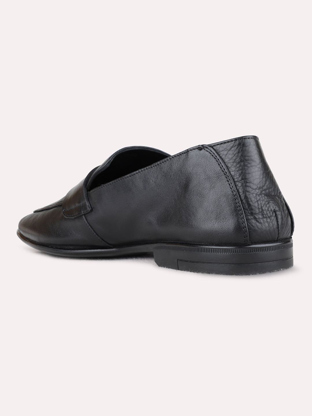 Mens Black Formal Solid Pattern Pointed Toe Moccasin