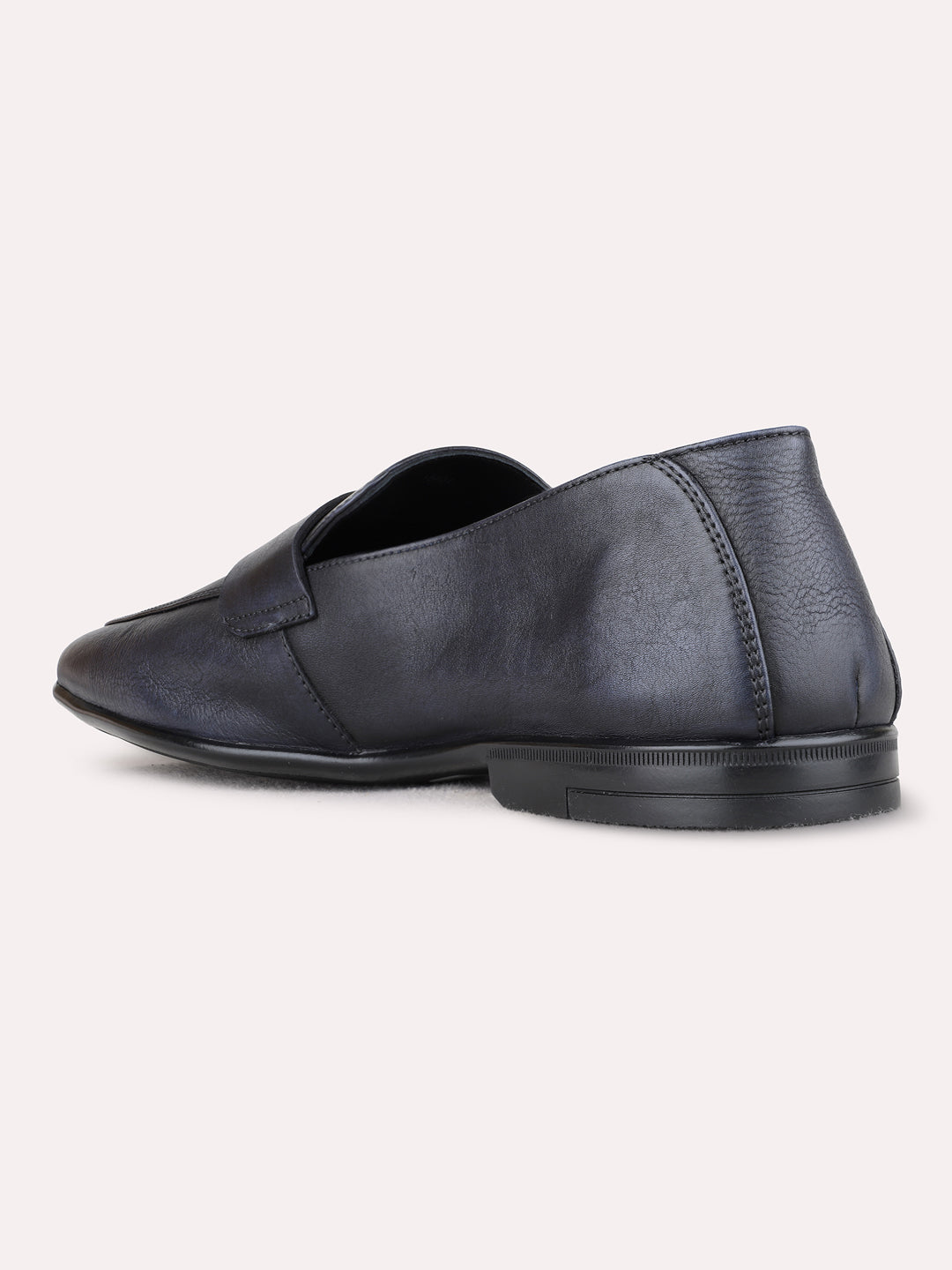 Mens Blue Formal Solid Pattern Pointed Toe Moccasin