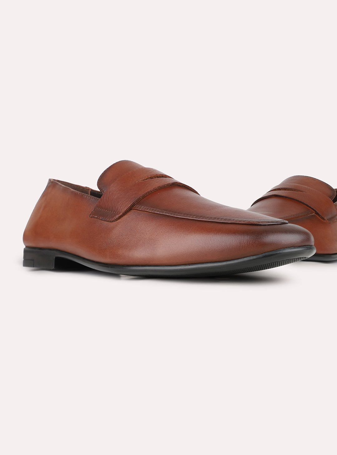 Mens Brown Formal Solid Pointed Toe Moccasin