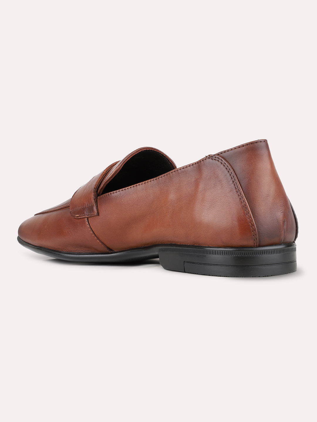 Mens Brown Formal Solid Pointed Toe Moccasin