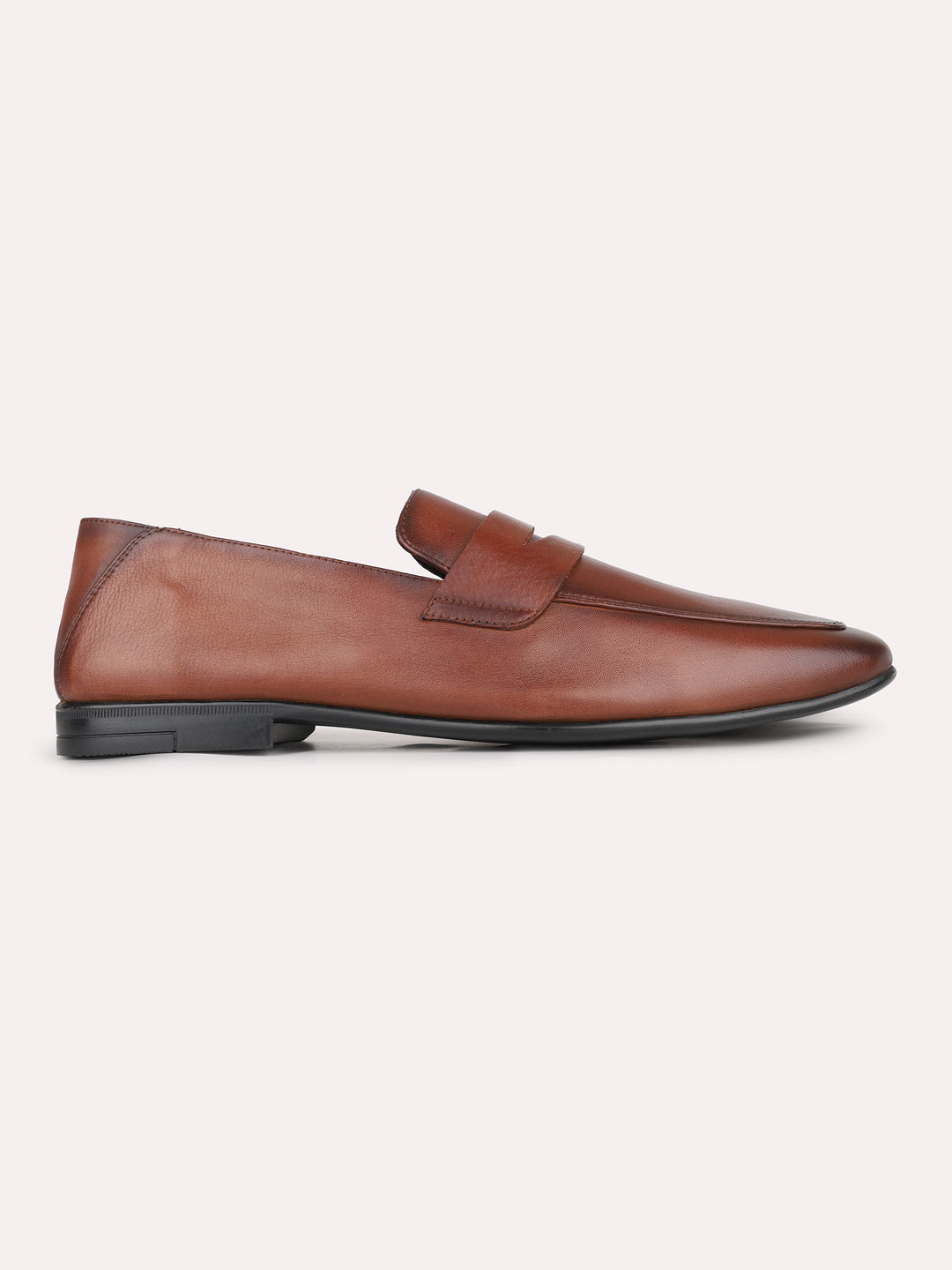 Mens Brown Formal Solid Pointed Toe Moccasin