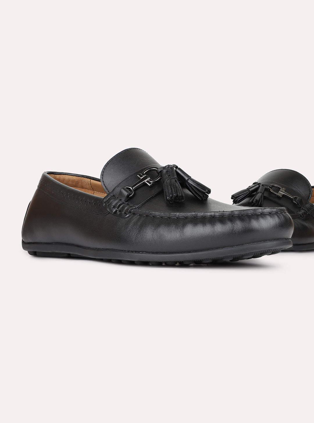 Mens Black Casual Solid Round Toe Loafers