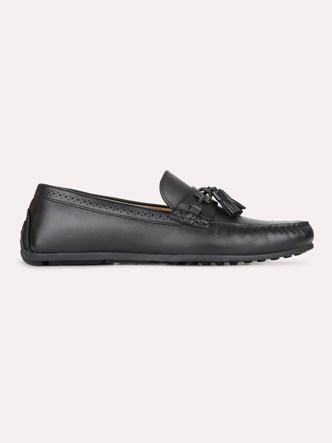 Mens Black Casual Solid Round Toe Loafers