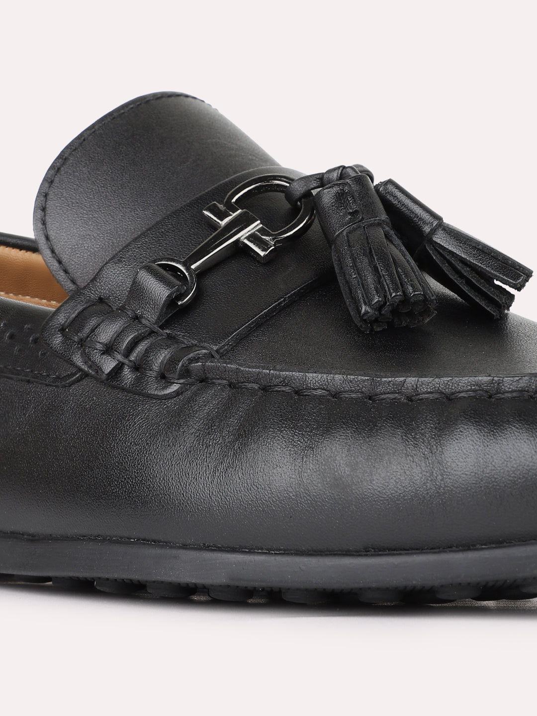 Mens Black Casual Solid Round Toe Loafers