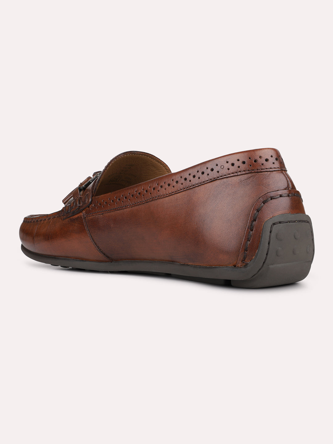 Mens Tan Casual Solid Round Toe Loafers