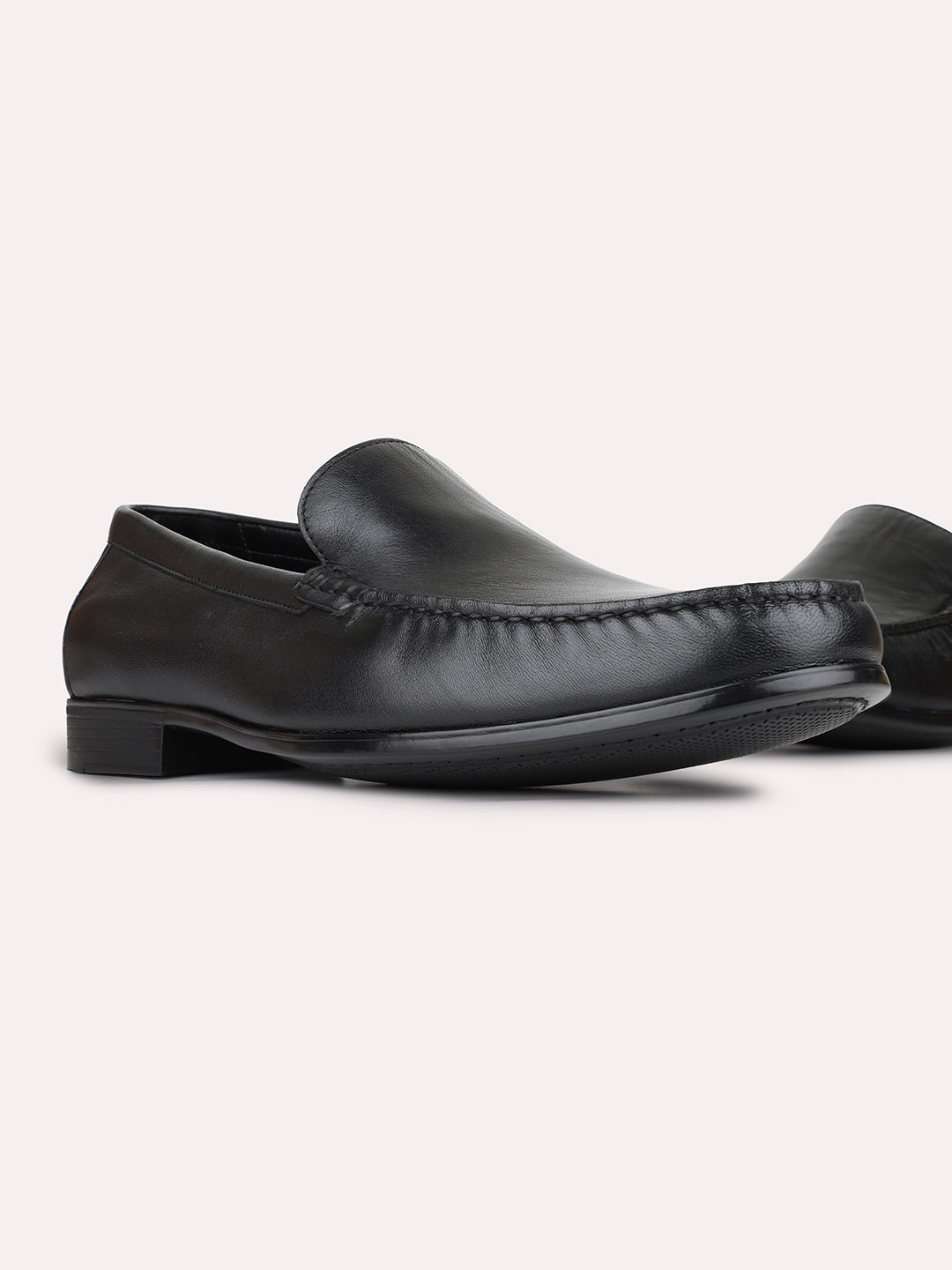 Mens Black Formal Solid Pattern Square Toe Loafers