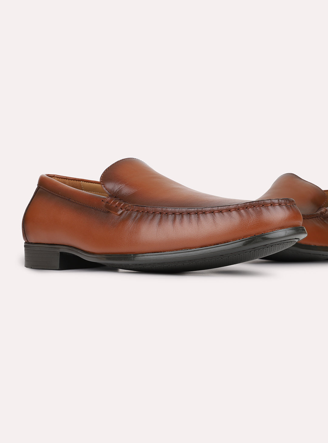 Mens Tan Formal Solid Pattern Square Toe Loafers