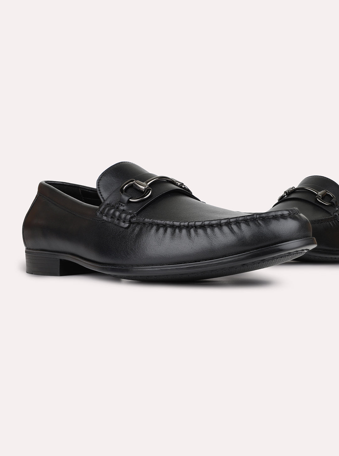 Mens Black Formal Solid Pattern Square Toe Shape Loafers