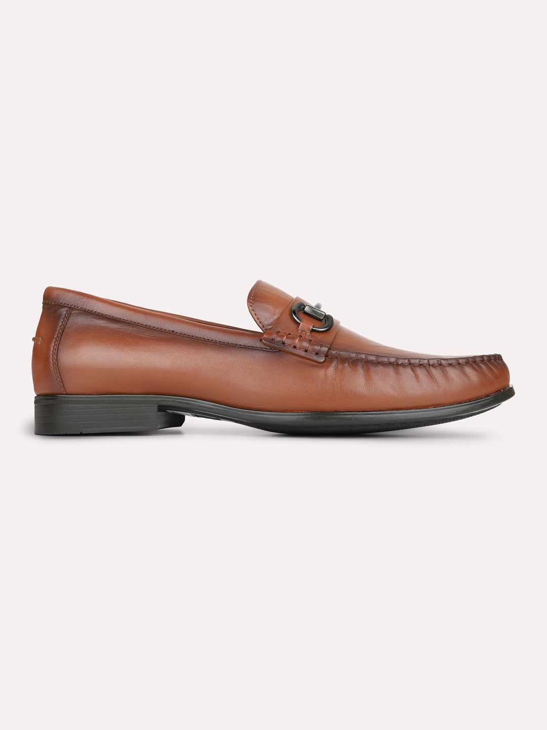 Mens Tan Formal Solid Square Toe Loafers