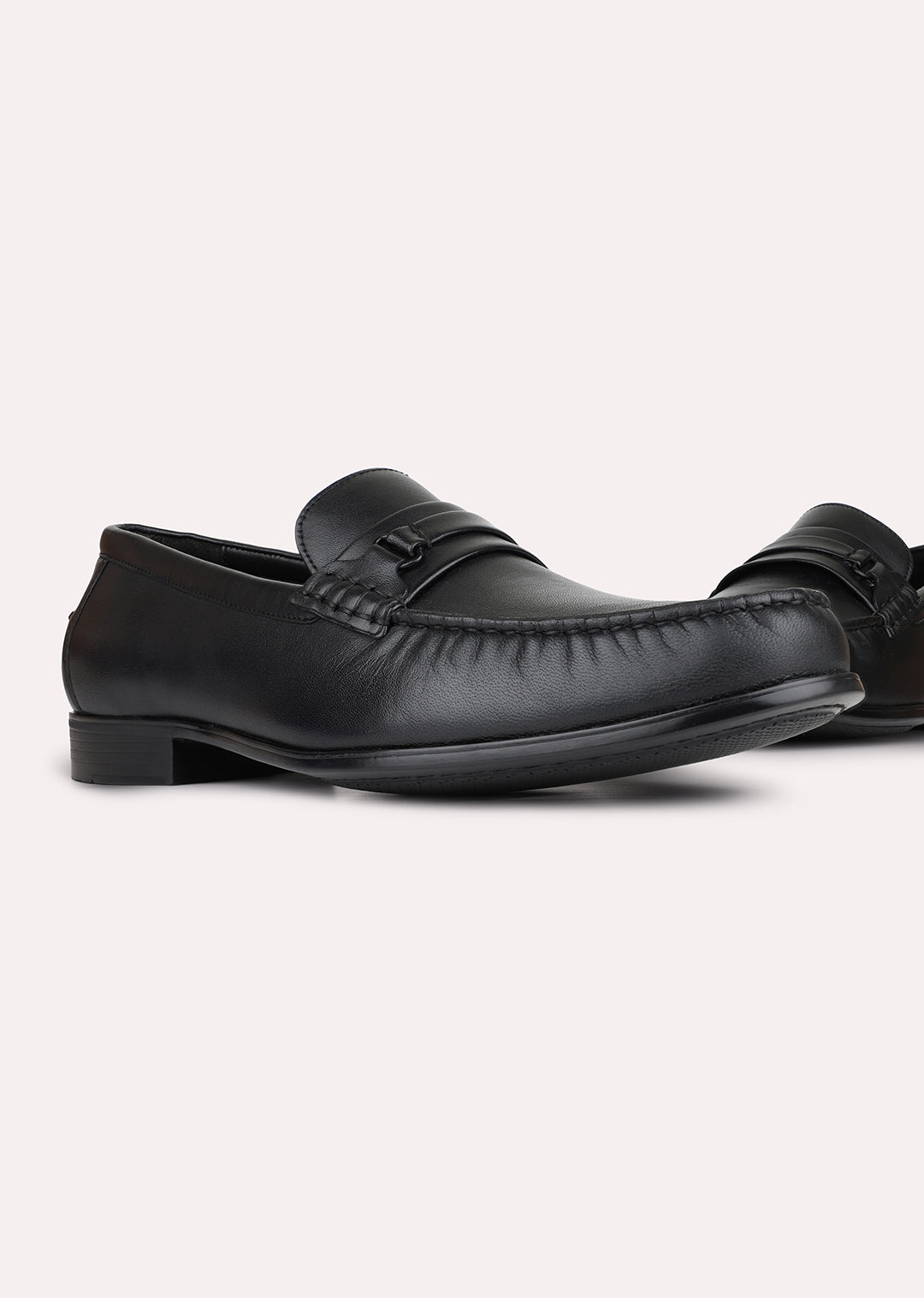 Mens Black Formal Solid Square Toe Loafers